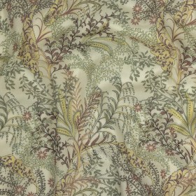 Cotton Gauze – Tea Green Plants and Florals – Mood Exclusive Storybook Illustrations Print Cotton Gauze – Tea Green Plants and Florals – Mood Exclusive Storybook Illustrations Print