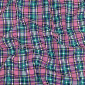Pink, Aqua and Blue Plaid Medium Weight Linen Woven Pink, Aqua and Blue Plaid Medium Weight Linen Woven