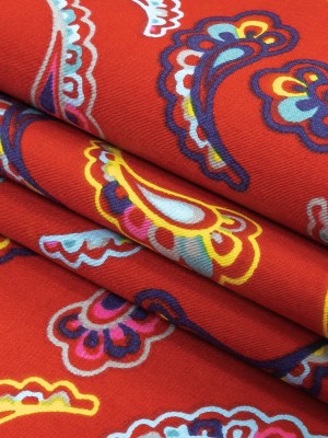 Red, Blue and Yellow Simple Paisley Cotton Shirting Red, Blue and Yellow Simple Paisley Cotton Shirting