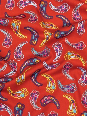 Red, Blue and Yellow Simple Paisley Cotton Shirting Red, Blue and Yellow Simple Paisley Cotton Shirting