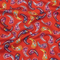 Red, Blue and Yellow Simple Paisley Cotton Shirting Red, Blue and Yellow Simple Paisley Cotton Shirting