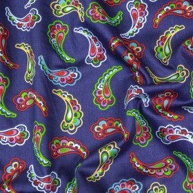 Blue, Red and Lime Simple Paisley Cotton Shirting Blue, Red and Lime Simple Paisley Cotton Shirting