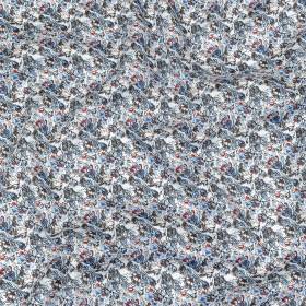 Gray, Light Blue and Red Sketched Florals Cotton Shirting Gray, Light Blue and Red Sketched Florals Cotton Shirting