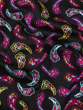 Black, Purple, and Pink Simple Paisley Cotton Shirting Black, Purple, and Pink Simple Paisley Cotton Shirting