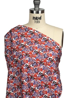 Red, White and Blue Paisley Cotton Sateen Red, White and Blue Paisley Cotton Sateen