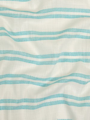 Turquoise and White Textural Striped Slubbed Cotton Woven Turquoise and White Textural Striped Slubbed Cotton Woven