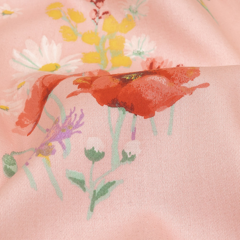 Crystal Rose and Yellow Flower Bunches Cotton Twill Crystal Rose and Yellow Flower Bunches Cotton Twill