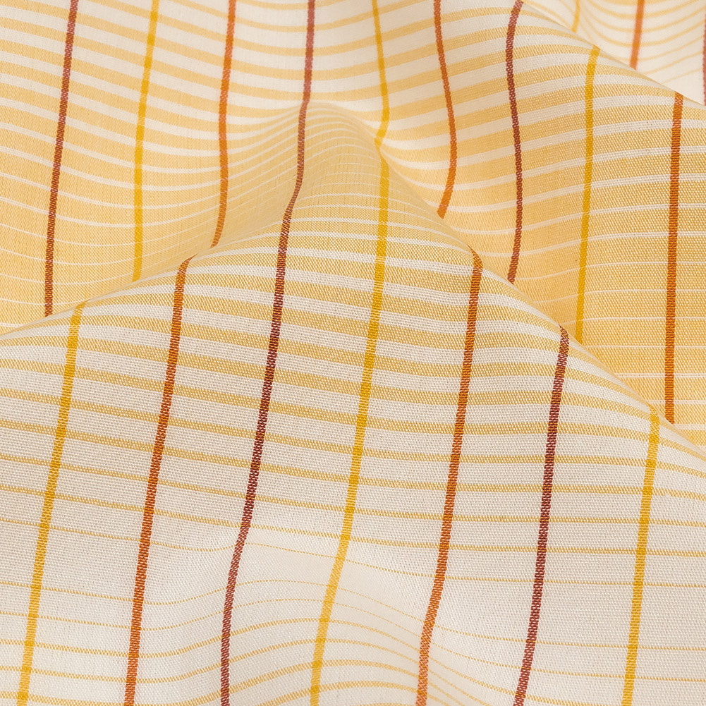 Orange, Yellow and White Gradient Pinstripes Cotton Shirting