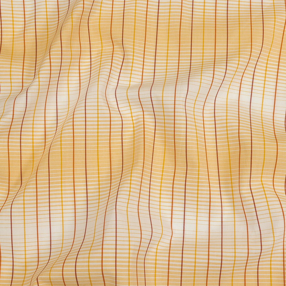 Orange, Yellow and White Gradient Pinstripes Cotton Shirting Orange, Yellow and White Gradient Pinstripes Cotton Shirting
