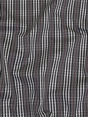 Black Onyx, Red and White Subtle Plaid Cotton Poplin Black Onyx, Red and White Subtle Plaid Cotton Poplin