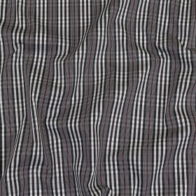 Black Onyx, Red and White Subtle Plaid Cotton Poplin Black Onyx, Red and White Subtle Plaid Cotton Poplin