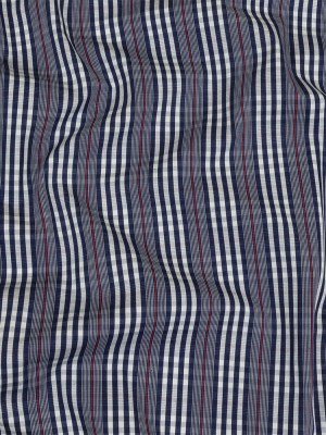 Navy, Red and White Subtle Plaid Cotton Poplin Navy, Red and White Subtle Plaid Cotton Poplin