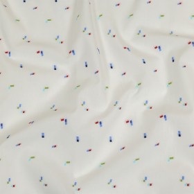 White, Blue and Lime Tossed Rectangles Cotton Jacquard Shirting White, Blue and Lime Tossed Rectangles Cotton Jacquard Shirting
