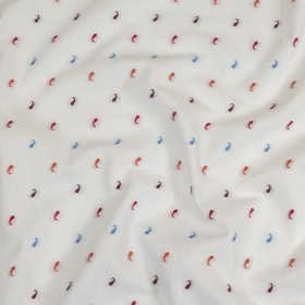 Orange, Pink and Blue Little Paisleys Cotton Jacquard Shirting Orange, Pink and Blue Little Paisleys Cotton Jacquard Shirting