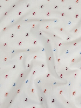 Orange, Pink and Blue Little Paisleys Cotton Jacquard Shirting Orange, Pink and Blue Little Paisleys Cotton Jacquard Shirting