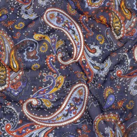 Gauzy Cotton Voile – Navy, Pompeian Red and Goldenrod Paisley – Deadstock Gauzy Cotton Voile – Navy, Pompeian Red and Goldenrod Paisley – Deadstock