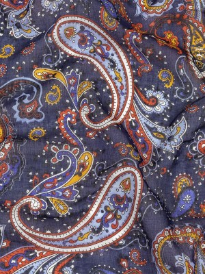 Gauzy Cotton Voile – Navy, Pompeian Red and Goldenrod Paisley – Deadstock Gauzy Cotton Voile – Navy, Pompeian Red and Goldenrod Paisley – Deadstock