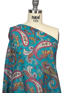 Gauzy Cotton Voile – Turquoise, Pink and White Paisley – Deadstock Gauzy Cotton Voile – Turquoise, Pink and White Paisley – Deadstock