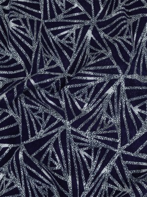 Navy Flocked Triangles on Cosmic Sky and White Distressed Chevrons Cotton Shirting Navy Flocked Triangles on Cosmic Sky and White Distressed Chevrons Cotton Shirting
