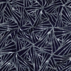 Navy Flocked Triangles on Cosmic Sky and White Distressed Chevrons Cotton Shirting Navy Flocked Triangles on Cosmic Sky and White Distressed Chevrons Cotton Shirting