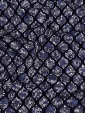 Navy Flocked Ogees on Floral and Herringbone Printed Stretch Cotton Shirting Navy Flocked Ogees on Floral and Herringbone Printed Stretch Cotton Shirting