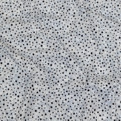 Black Flocked Polka Dots on Blue, Gray and White Abstract Stretch Cotton Shirting Black Flocked Polka Dots on Blue, Gray and White Abstract Stretch Cotton Shirting