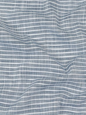 Colony Blue and White Striped Slubbed Cotton and Polyester Woven Colony Blue and White Striped Slubbed Cotton and Polyester Woven
