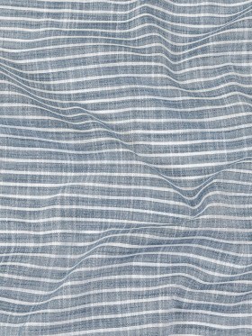 Colony Blue and White Striped Slubbed Cotton and Polyester Woven Colony Blue and White Striped Slubbed Cotton and Polyester Woven