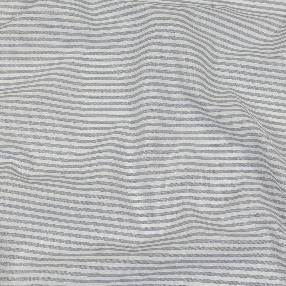 White and Blue Gray Candy Striped Cotton and Polyester Shirting White and Blue Gray Candy Striped Cotton and Polyester Shirting