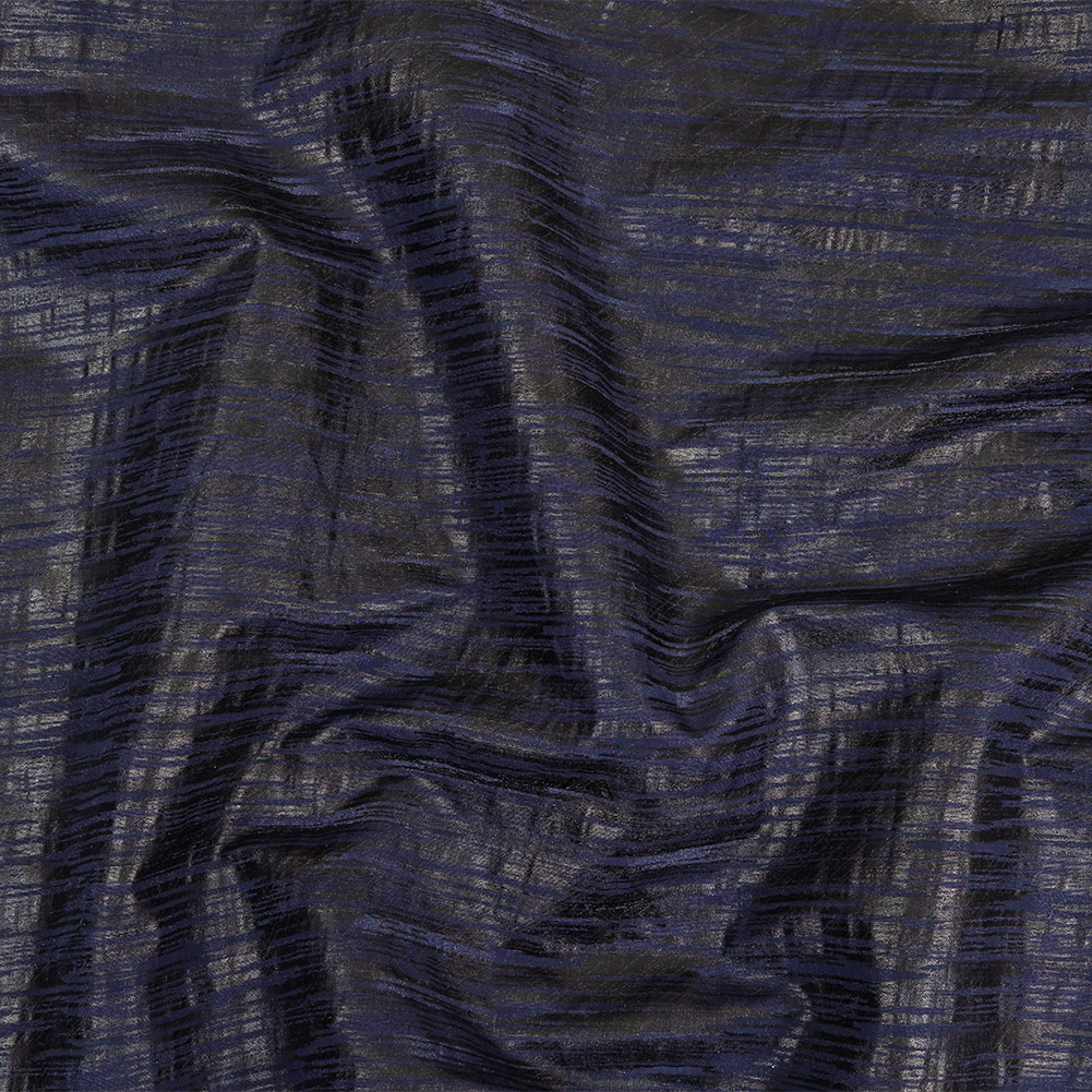 Night Sky Striped Cotton and Polyester Dobby with Gunmetal Striated Foil Topcoat Night Sky Striped Cotton and Polyester Dobby with Gunmetal Striated Foil Topcoat