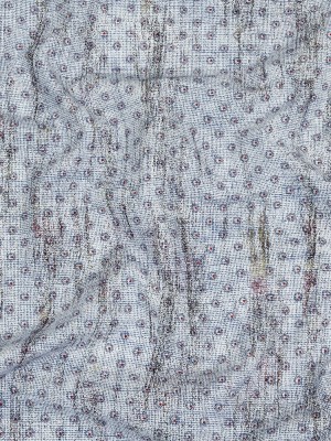 Red and Blue Flowers and Dots Cotton and Polyester Shirting with Distressed Foil Topcoat Red and Blue Flowers and Dots Cotton and Polyester Shirting with Distressed Foil Topcoat