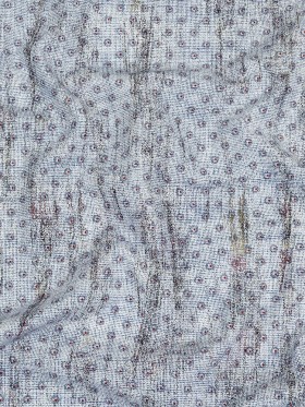 Red and Blue Flowers and Dots Cotton and Polyester Shirting with Distressed Foil Topcoat Red and Blue Flowers and Dots Cotton and Polyester Shirting with Distressed Foil Topcoat