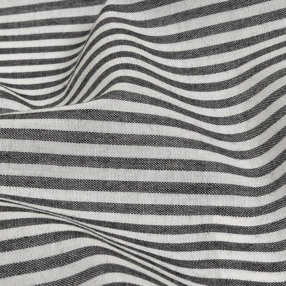Black and White Railroad Stripes Cotton and Polyester Woven