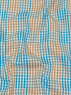 Turquoise, Amphora and White Plaid Twill Cotton Shirting Turquoise, Amphora and White Plaid Twill Cotton Shirting