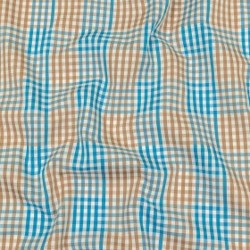 Turquoise, Amphora and White Plaid Twill Cotton Shirting Turquoise, Amphora and White Plaid Twill Cotton Shirting
