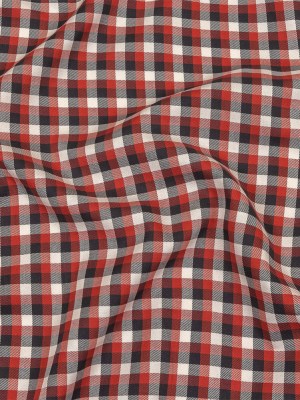 Red, Black and White Checkered Twill Cotton Shirting Red, Black and White Checkered Twill Cotton Shirting