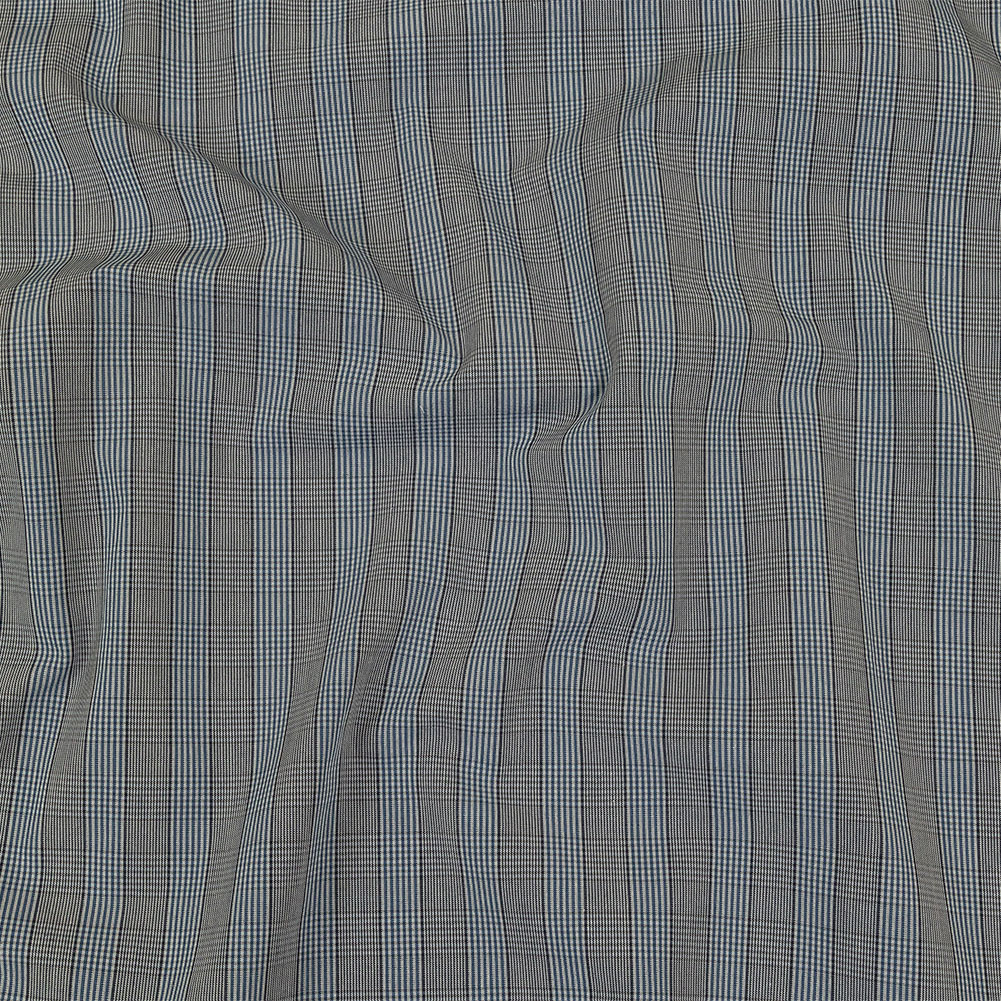Charcoal, Blue and Gray Plaid Cotton Shirting Charcoal, Blue and Gray Plaid Cotton Shirting