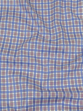 Violet, Wedgewood and White Plaid Twill Cotton Shirting Violet, Wedgewood and White Plaid Twill Cotton Shirting