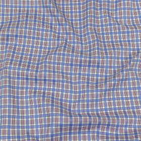 Violet, Wedgewood and White Plaid Twill Cotton Shirting Violet, Wedgewood and White Plaid Twill Cotton Shirting