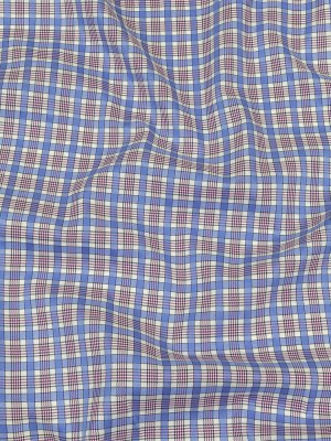 Violet, Wedgewood and White Plaid Twill Cotton Shirting Violet, Wedgewood and White Plaid Twill Cotton Shirting