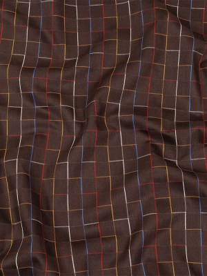 Red, Blue and Brown Bricks Cotton Jacquard Red, Blue and Brown Bricks Cotton Jacquard