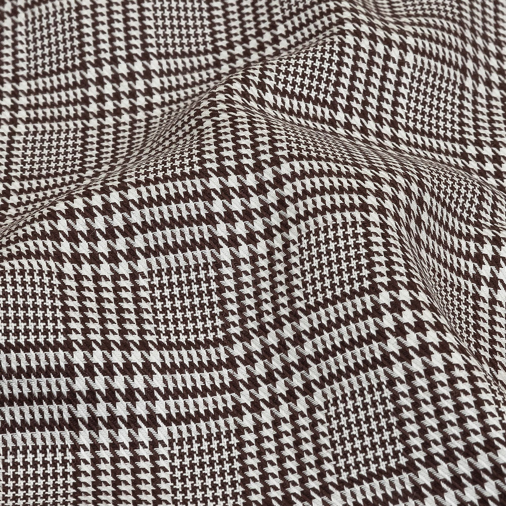 Peppercorn and White Glen Plaid Twill Cotton Shirting