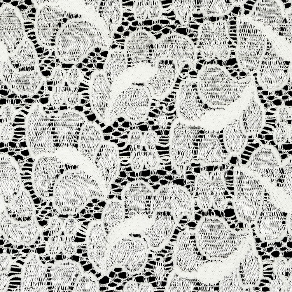 Metallic White Leafy Stretch Re-Embroidered Lace Trim - 5.625"