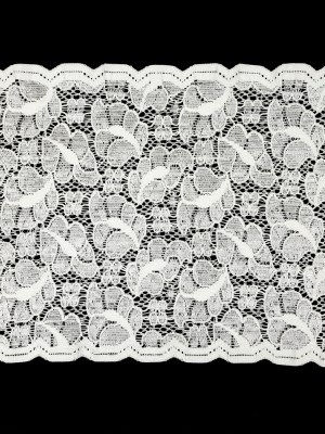 Metallic White Leafy Stretch Re-Embroidered Lace Trim – 5.625″ Metallic White Leafy Stretch Re-Embroidered Lace Trim – 5.625″