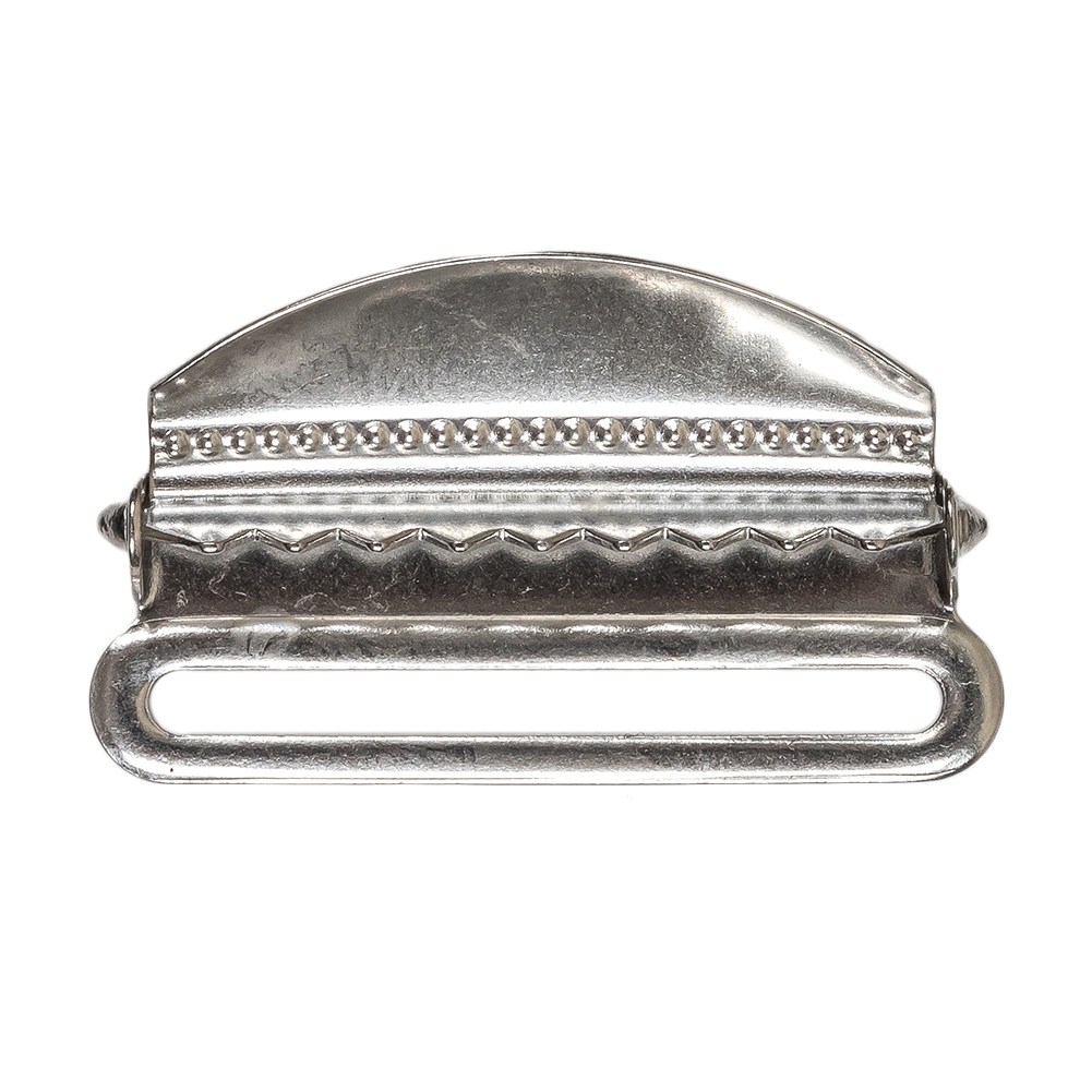 Silver Metal Suspender Slide Adjusters Pair - 1.5"