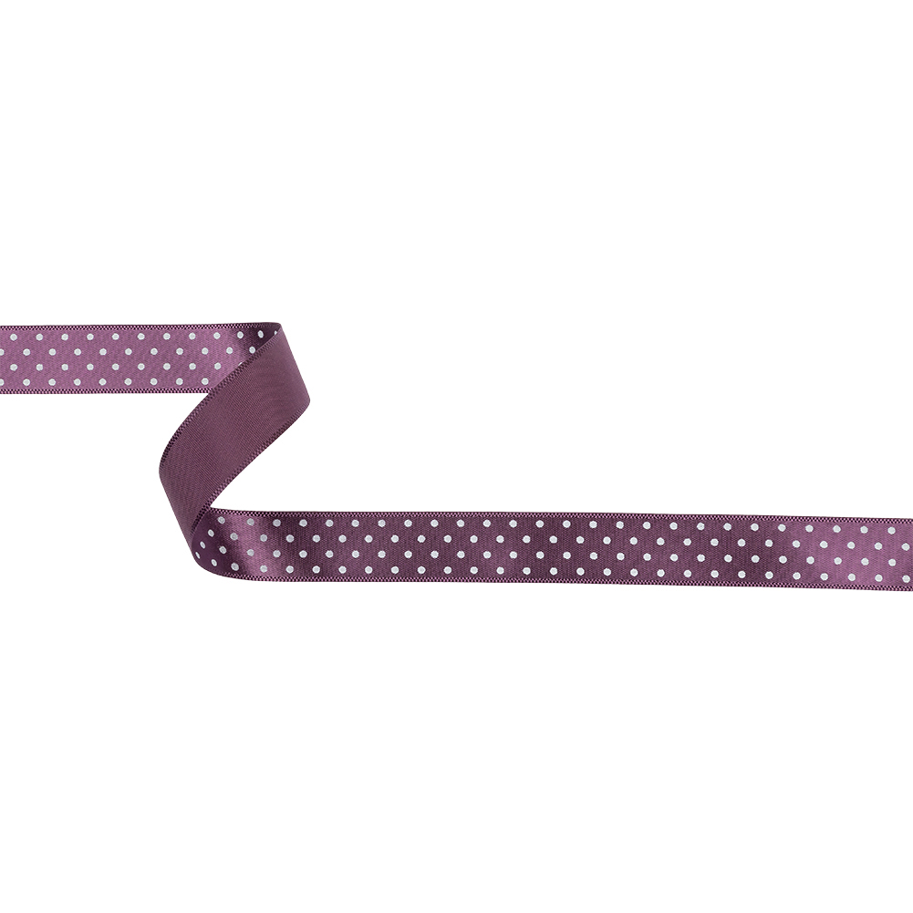 Purple and White Polka Dot Satin Ribbon – 0.625″ Purple and White Polka Dot Satin Ribbon – 0.625″