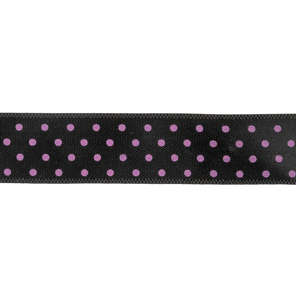 Black and Purple Polka Dot Satin Ribbon - 0.625"