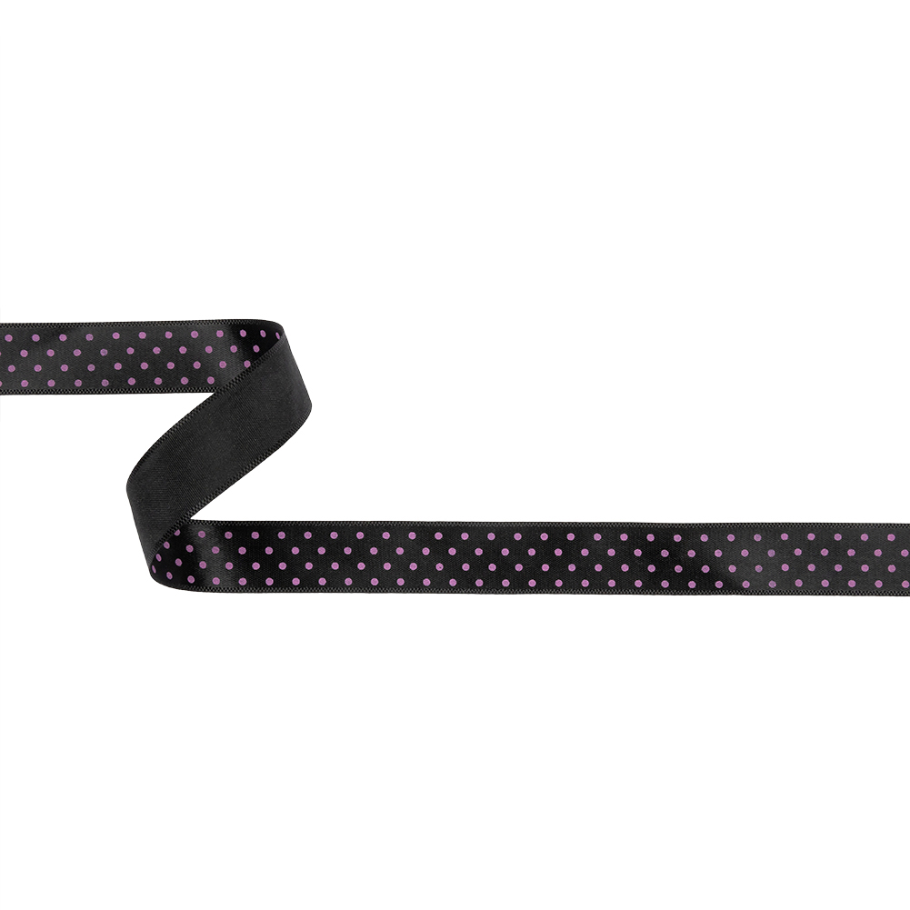 Black and Purple Polka Dot Satin Ribbon – 0.625″ Black and Purple Polka Dot Satin Ribbon – 0.625″