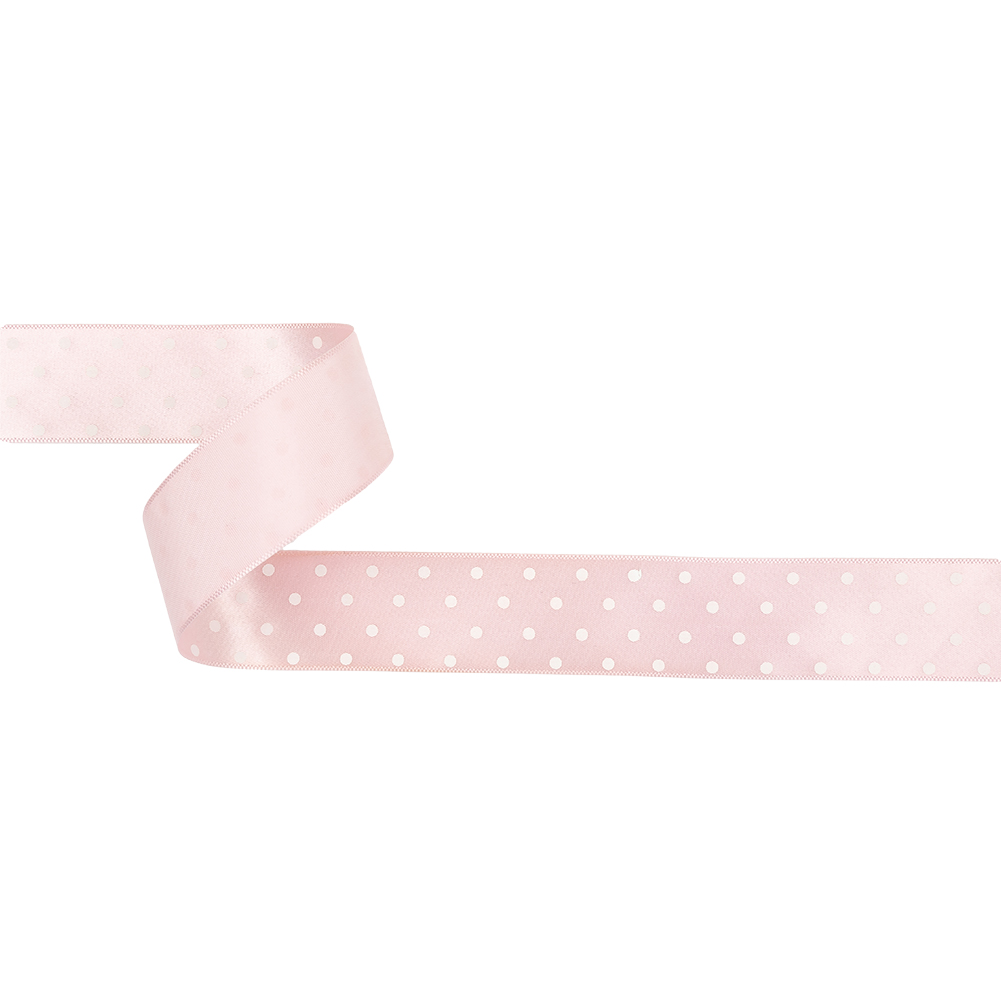 Baby Pink and White Polka Dot Satin Ribbon – 1″ Baby Pink and White Polka Dot Satin Ribbon – 1″