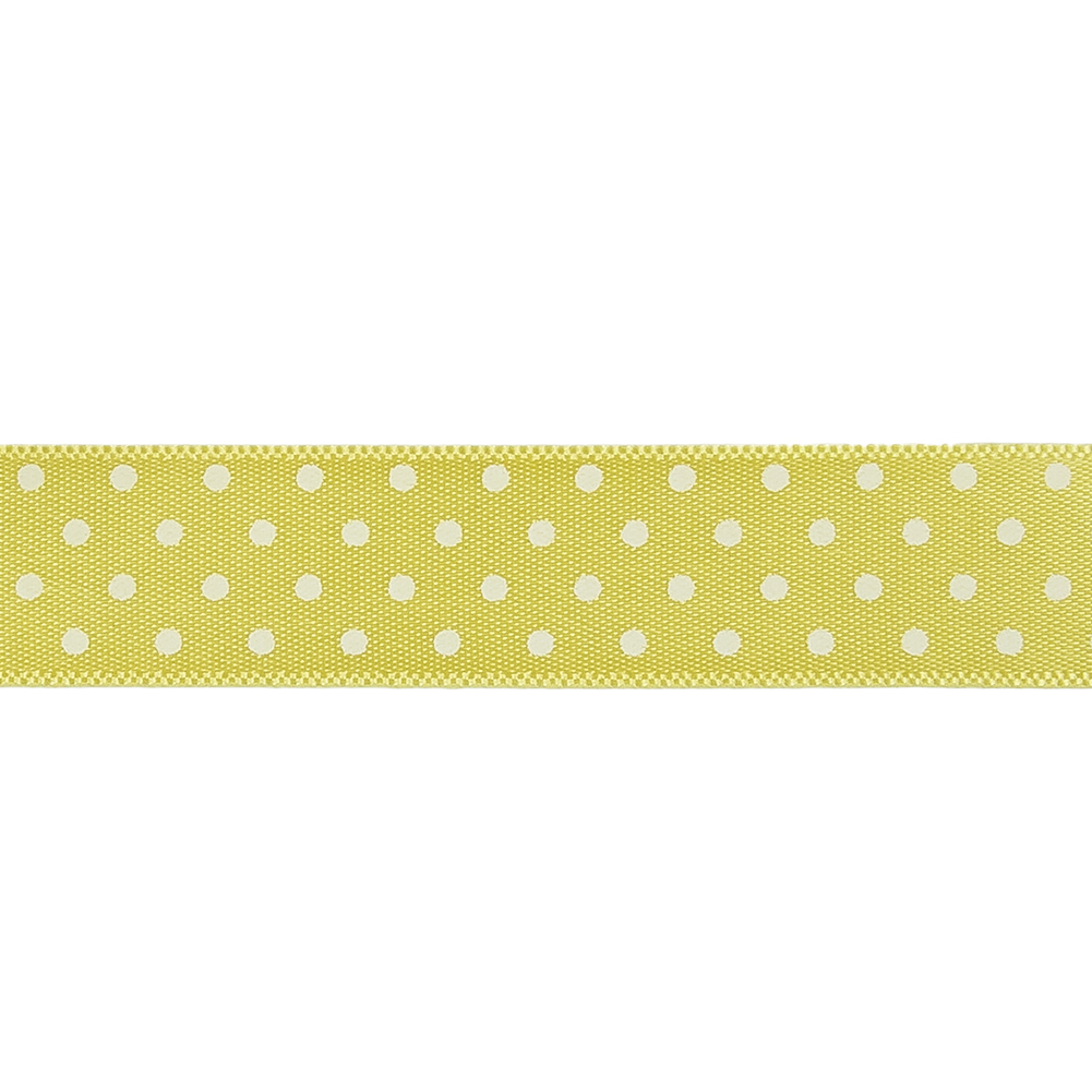 Banana and White Polka Dot Satin Ribbon - 0.625"